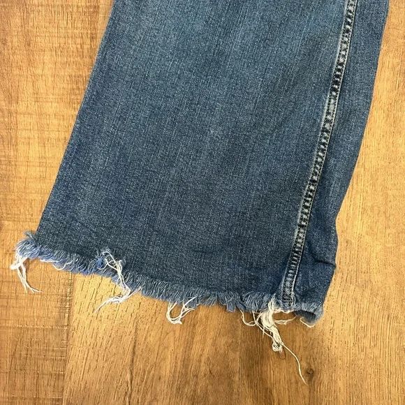 ZARA  Blue Wide-Leg  Frey hem Jeans with stretch size 6 inseam 28 rise 12 1/2 - Picture 3 of 5